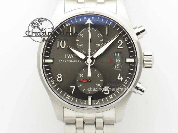 MIROTIME 0822 Cozy Pilot Chrono SS IW387802 V6F 1:1 Best Edition On Brown Leather Strap A 7323